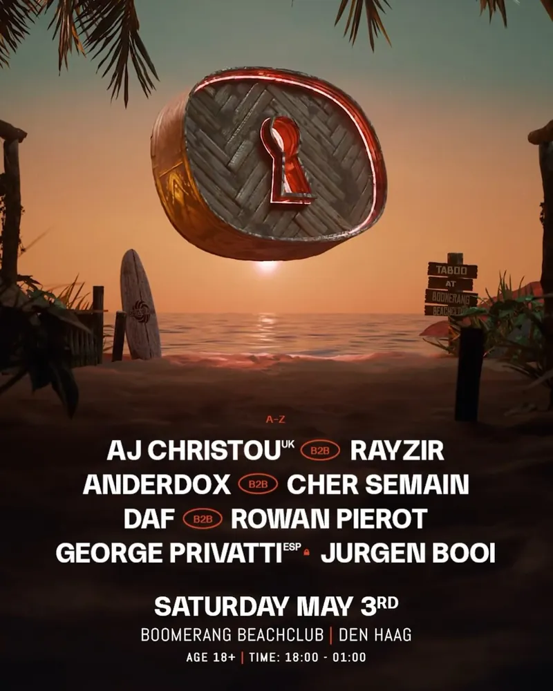 Flyer: Taboo, Boomerang Beach Club, Den Haag