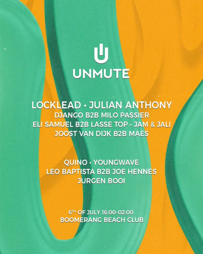 Flyer: Unmute, Boomerang Beach Club, Den Haag