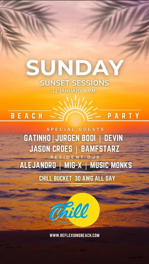 Flyer: Sunday Sunset Sessions, Chill, Aruba